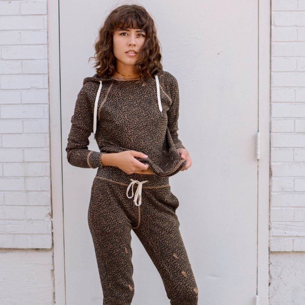 N:philanthropy Sicily Sugar Cheetah Distressed Hooded Sweatshirt